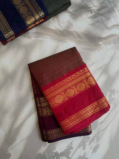 Kanchi cotton saree with ganga jamuna border