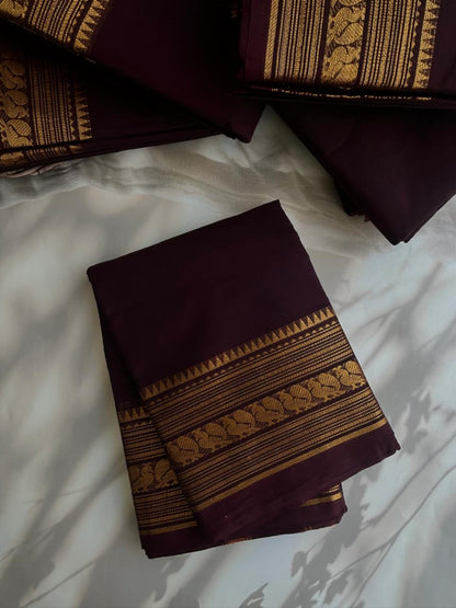 Kanchi cotton saree - coffee brown