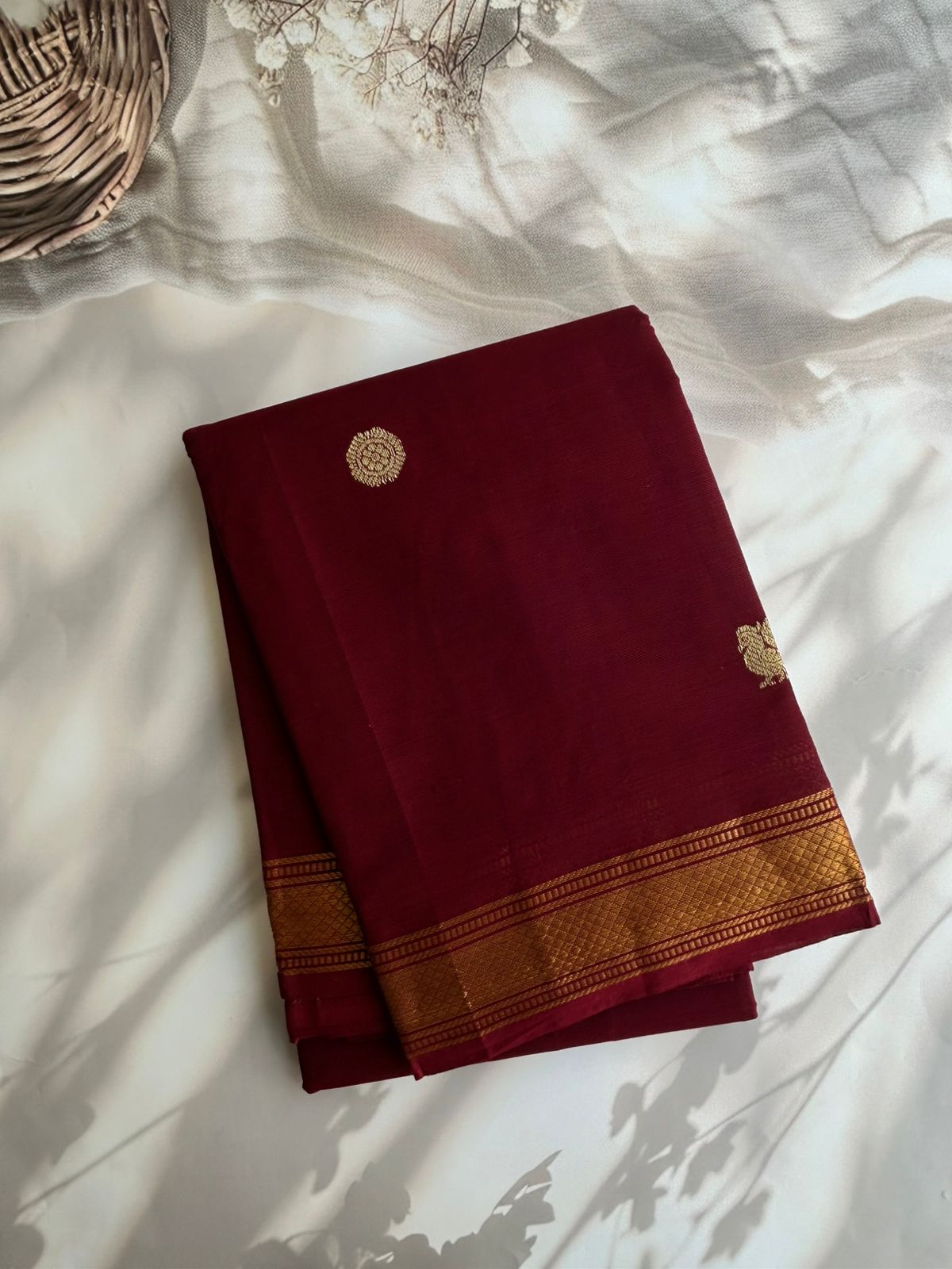 Maroon Kanchi cotton with annam zari pallu