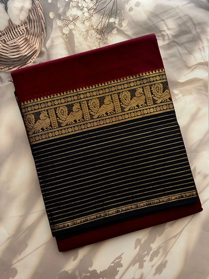 Kanchi cotton saree big border striped weaves
