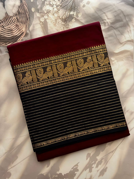 Kanchi cotton saree big border striped weaves