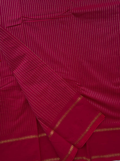 Kanchi cotton saree with Korvai border - reddish pink