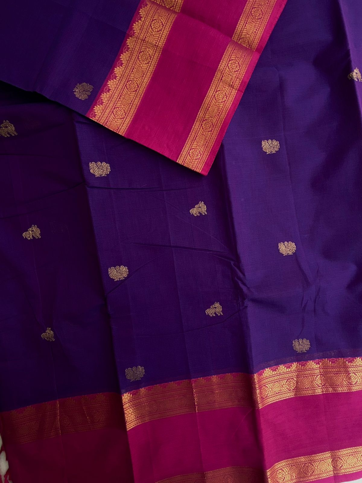 Premium Kanchi cotton with zari weaves and grand pallu