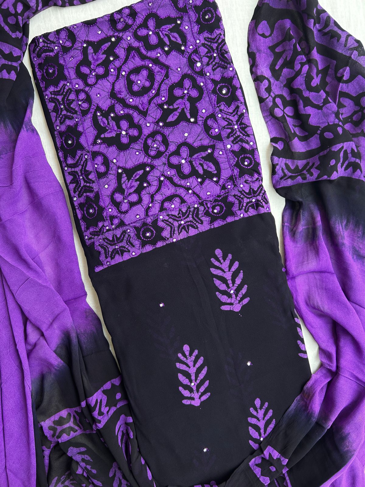 Georgette dress material sets in batik prints