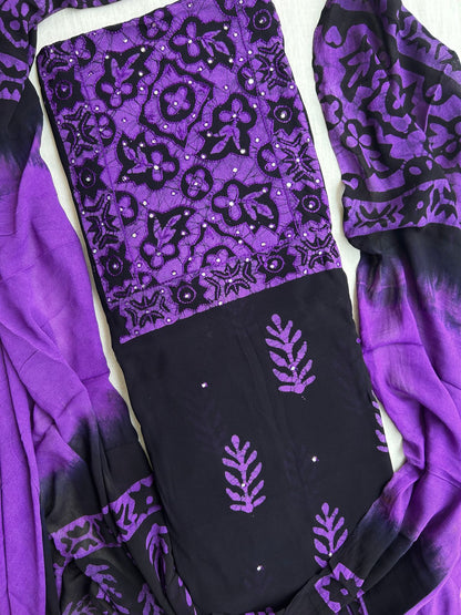 Georgette dress material sets in batik prints