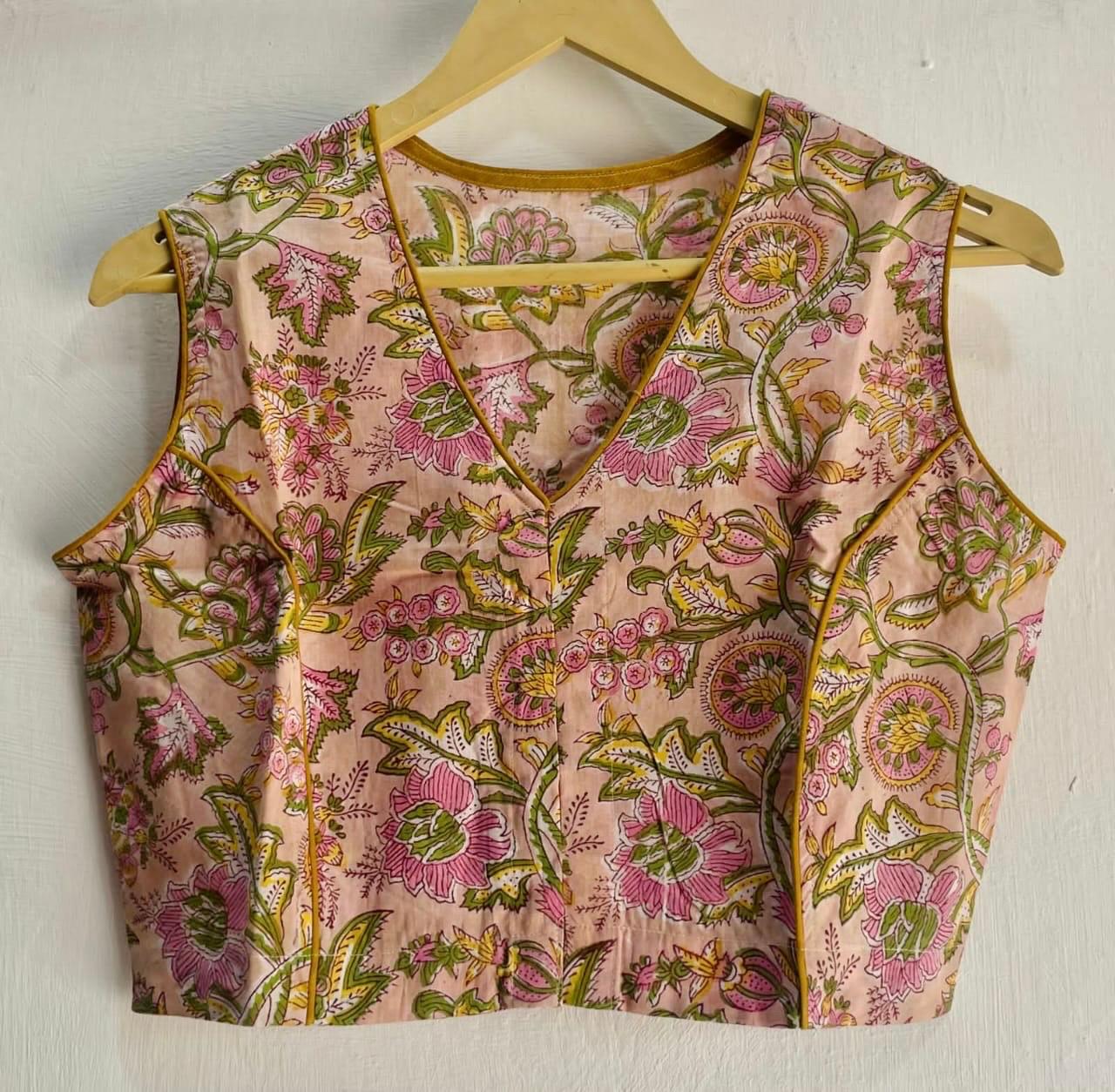 Readymade Saree blouse in block prints