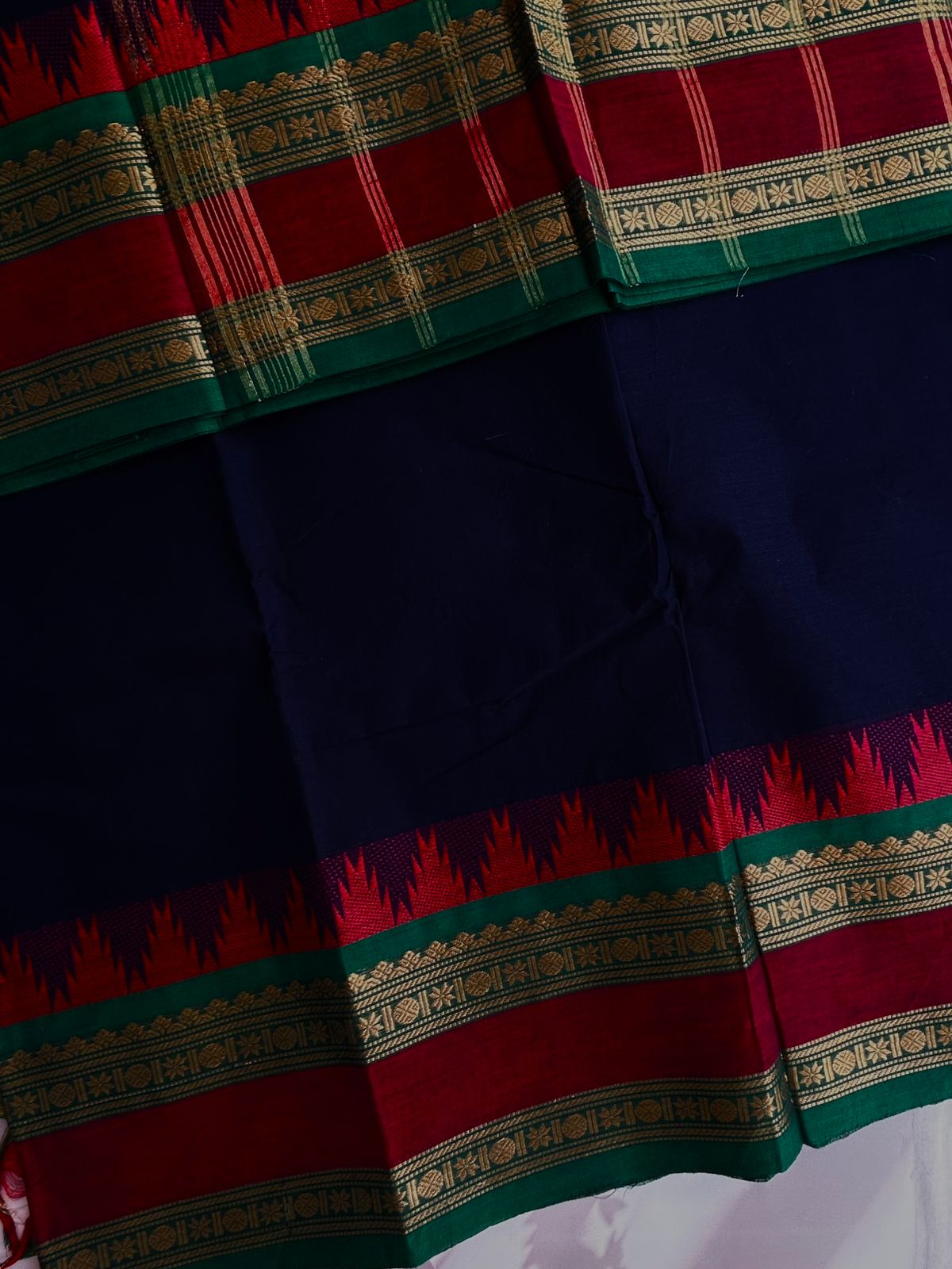 Kanchi cotton saree - navy blue