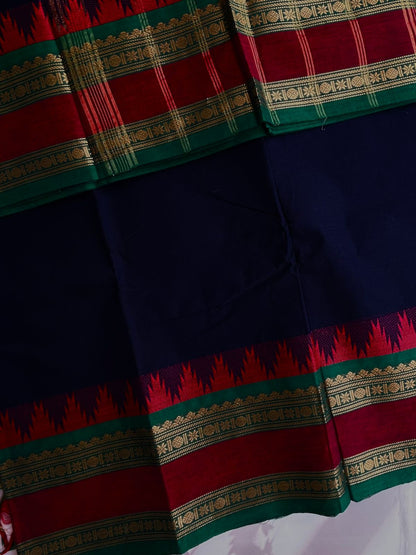 Kanchi cotton saree - navy blue