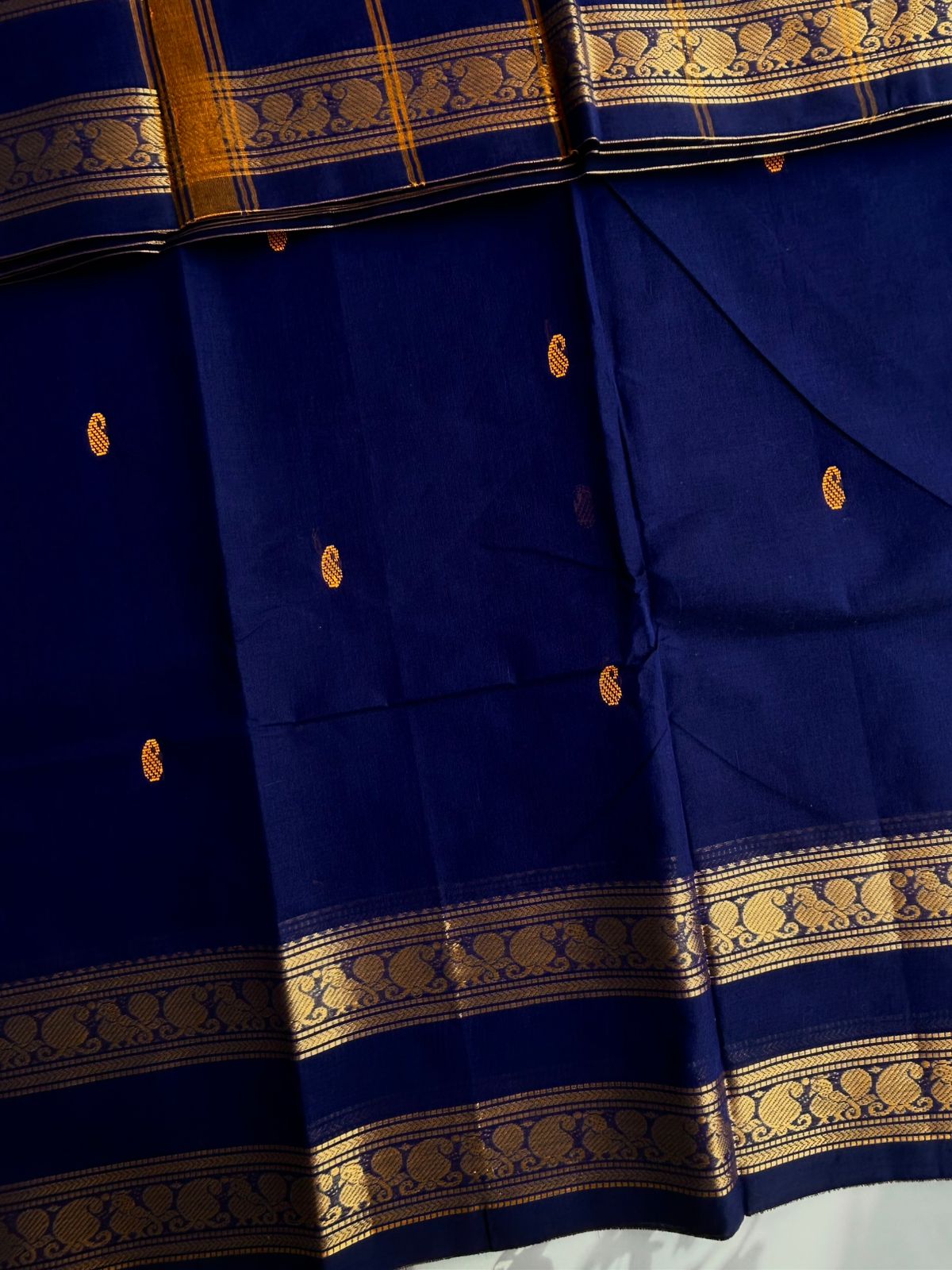 Kanchi cotton saree - Royal blue