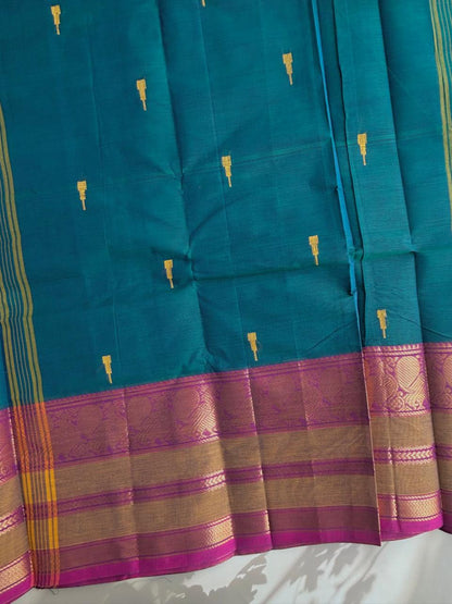 Kanchi cotton saree with butta weaves