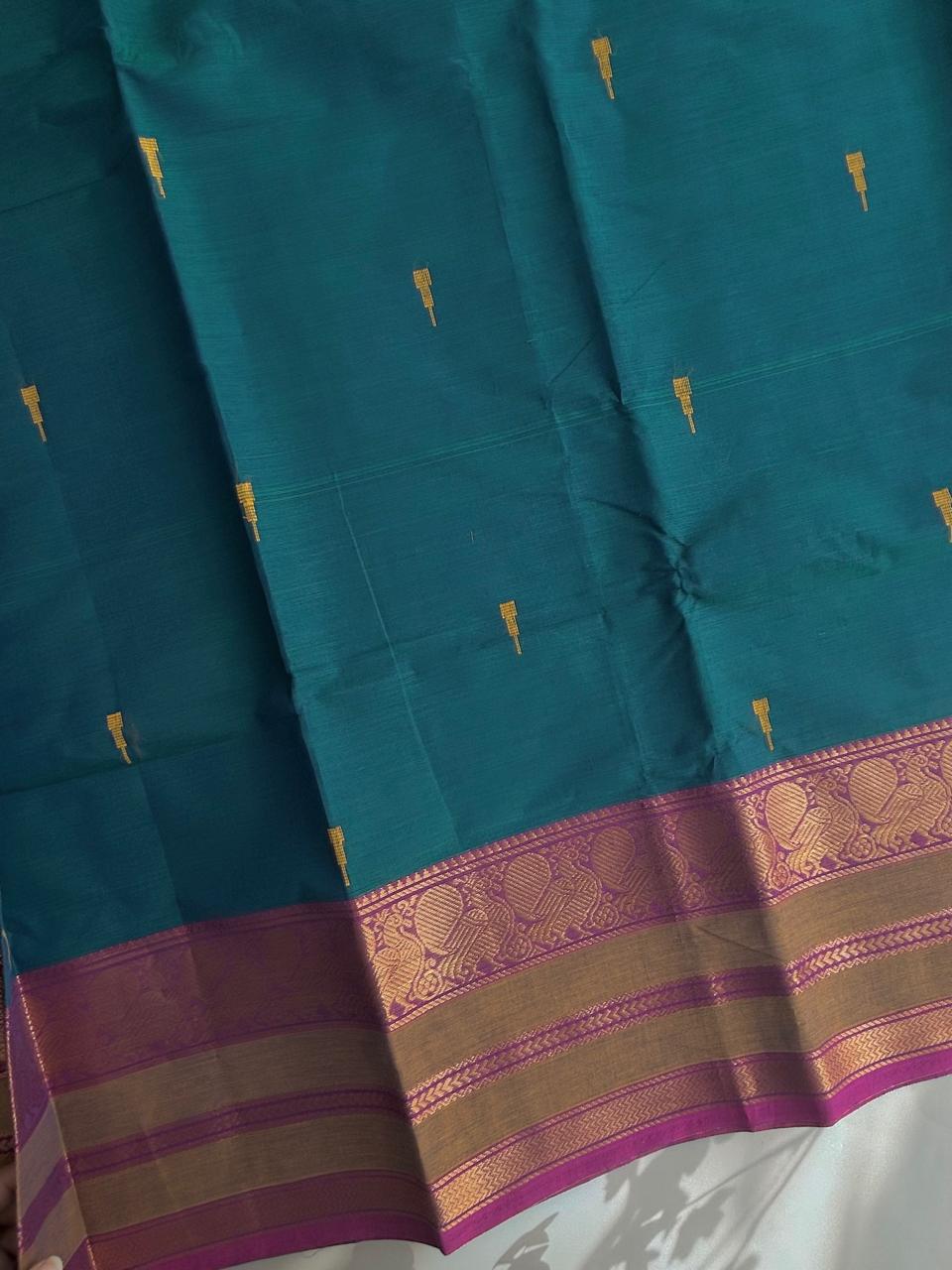 Kanchi cotton saree with butta weaves