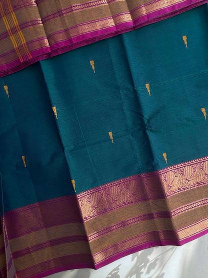 Kanchi cotton saree with butta weaves