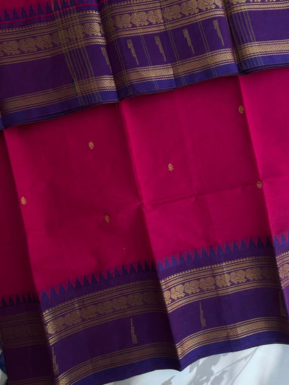 Kanchi cotton saree with butta weaves