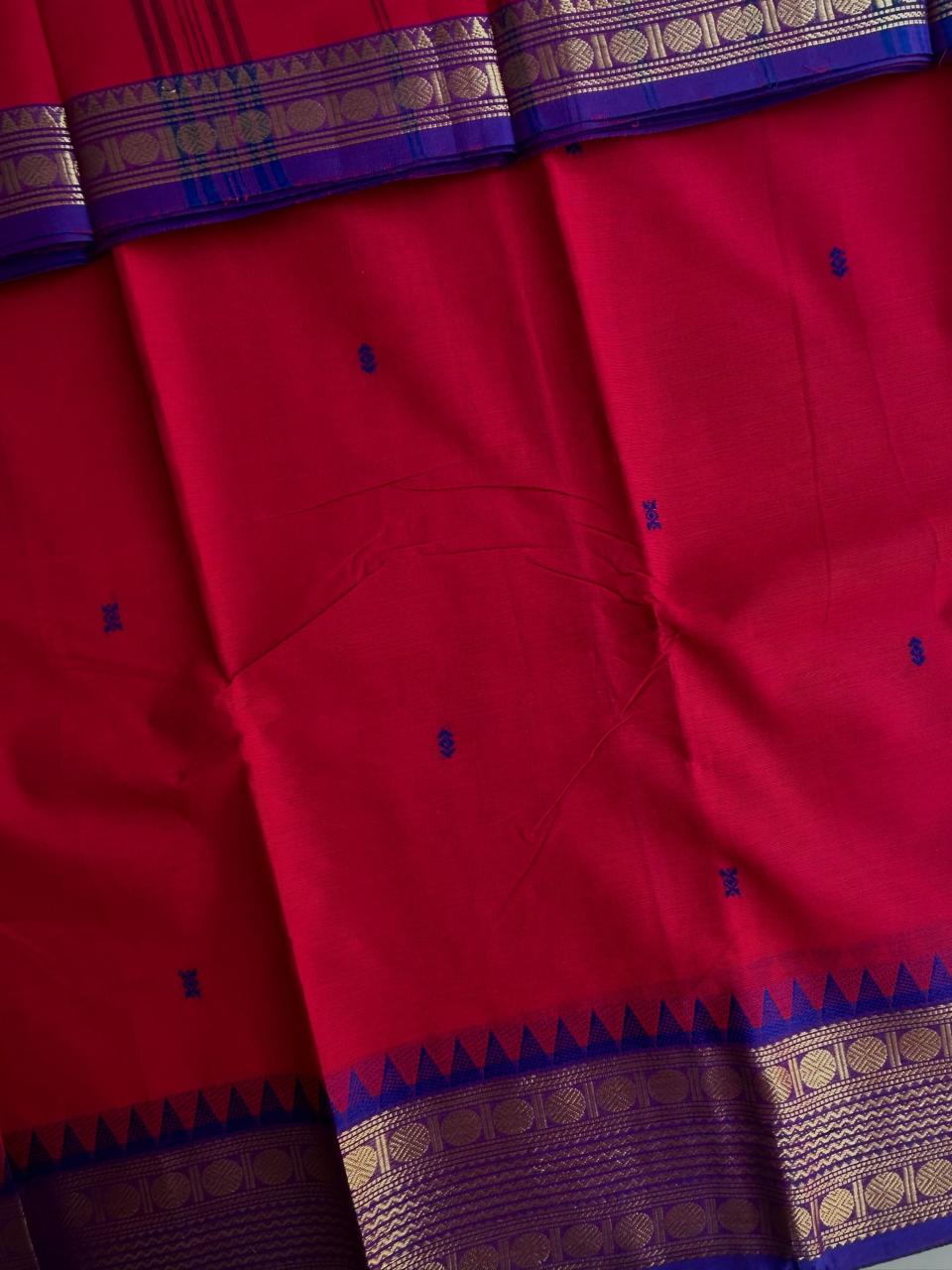 Kanchi cotton saree with butta weaves