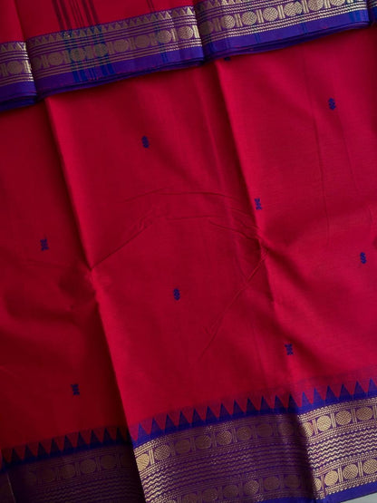 Kanchi cotton saree with butta weaves