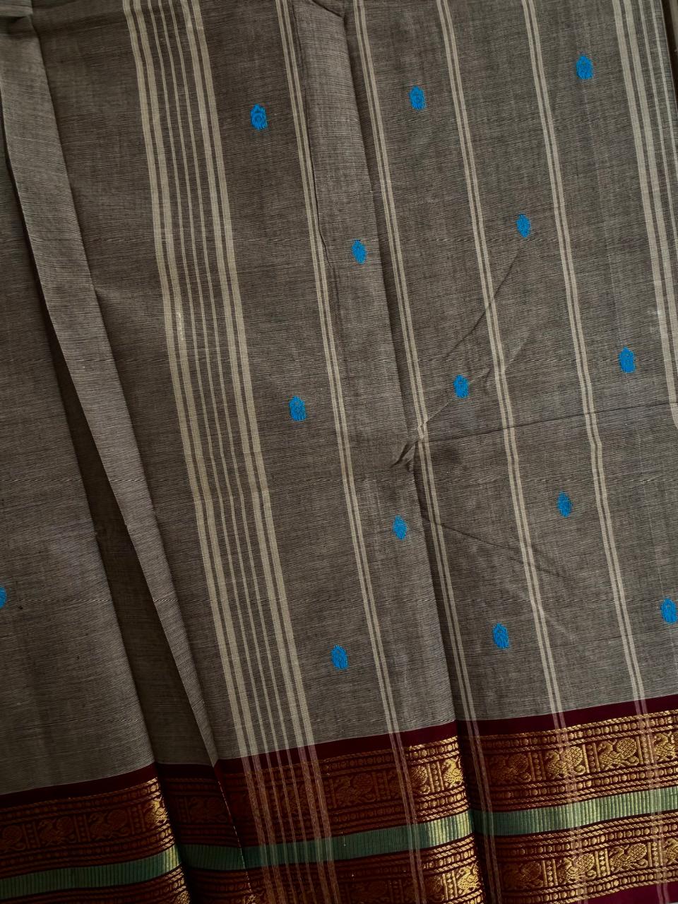 Kanchi cotton saree with butta weaves