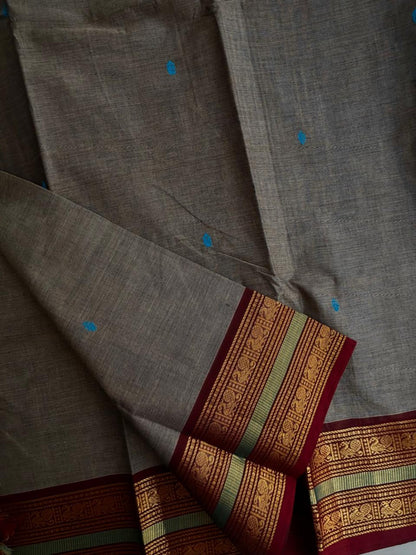 Kanchi cotton saree with butta weaves