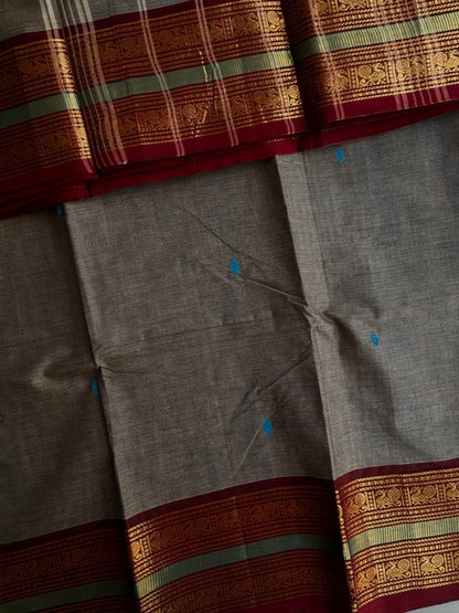 Kanchi cotton saree with butta weaves