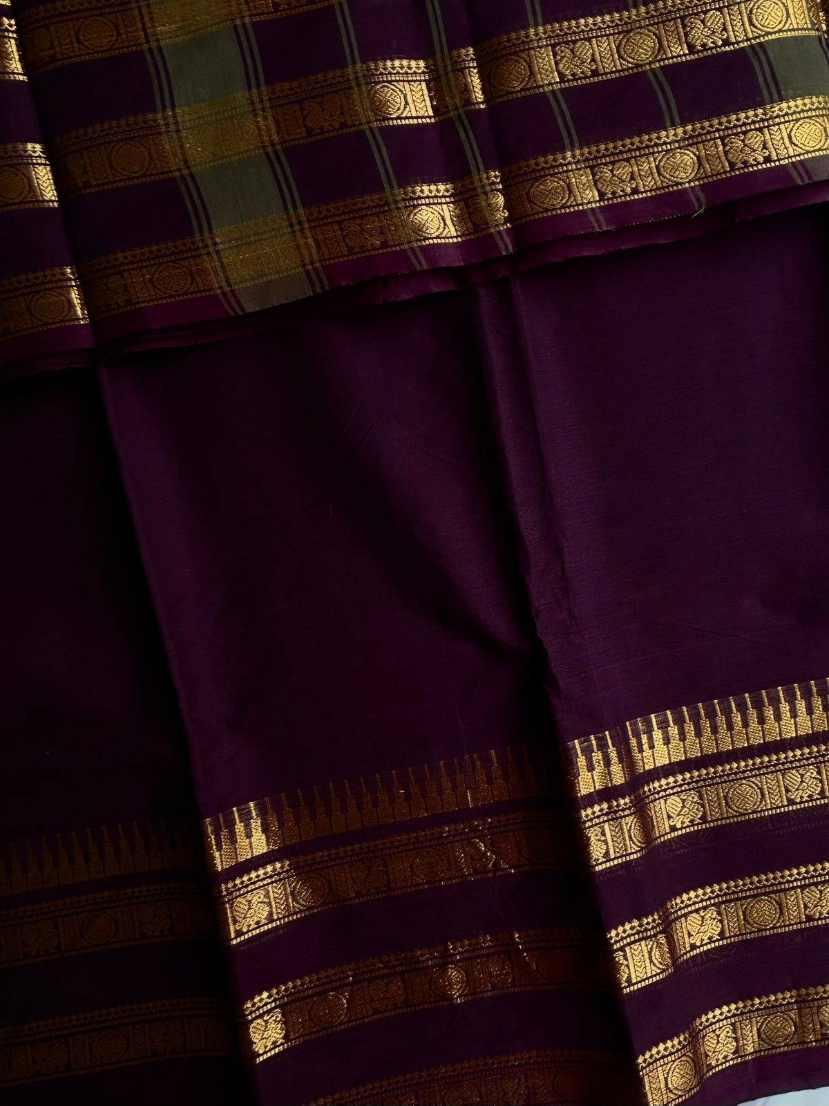 Kanchi cotton saree with rettapetta border