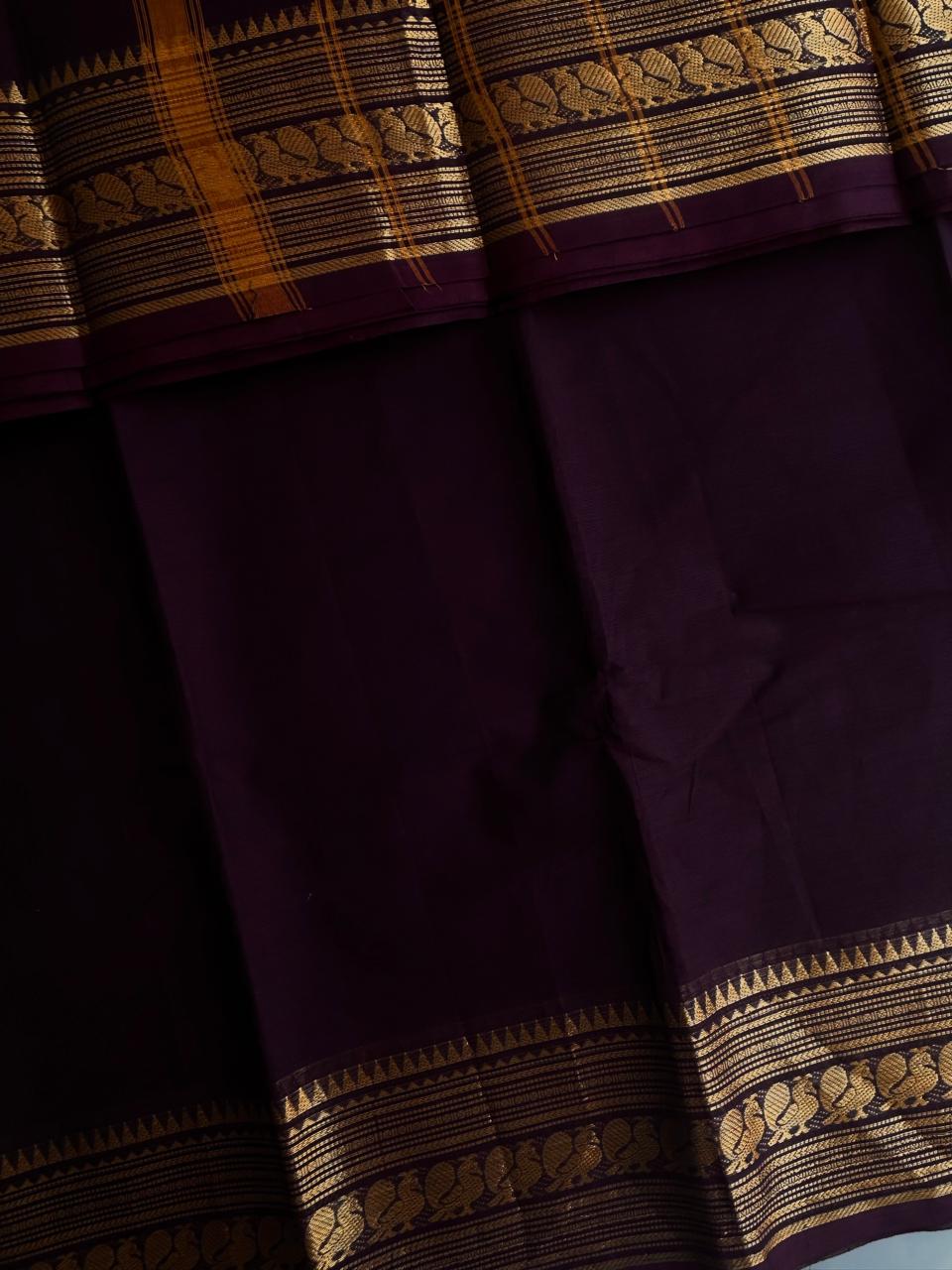 Kanchi cotton saree - coffee brown