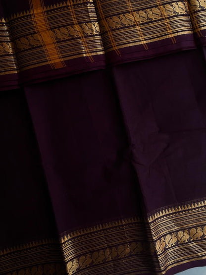Kanchi cotton saree - coffee brown