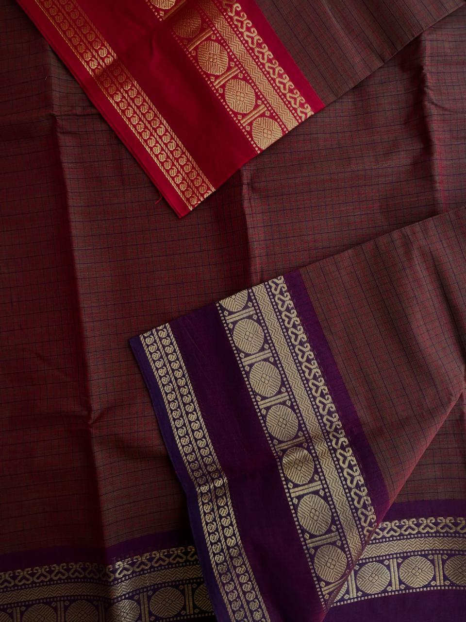 Kanchi cotton saree with ganga jamuna border