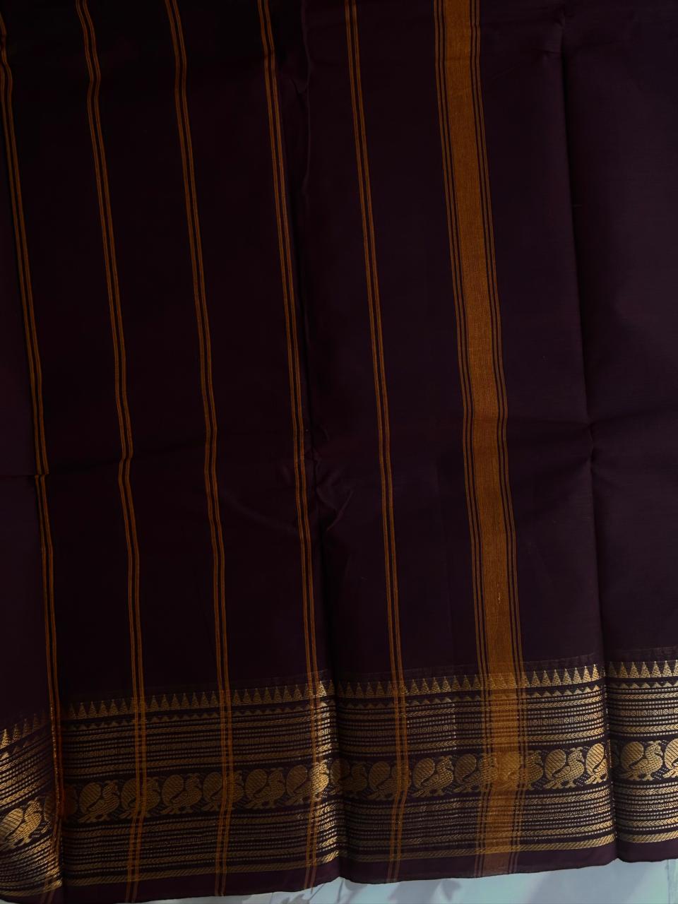 Kanchi cotton saree - coffee brown