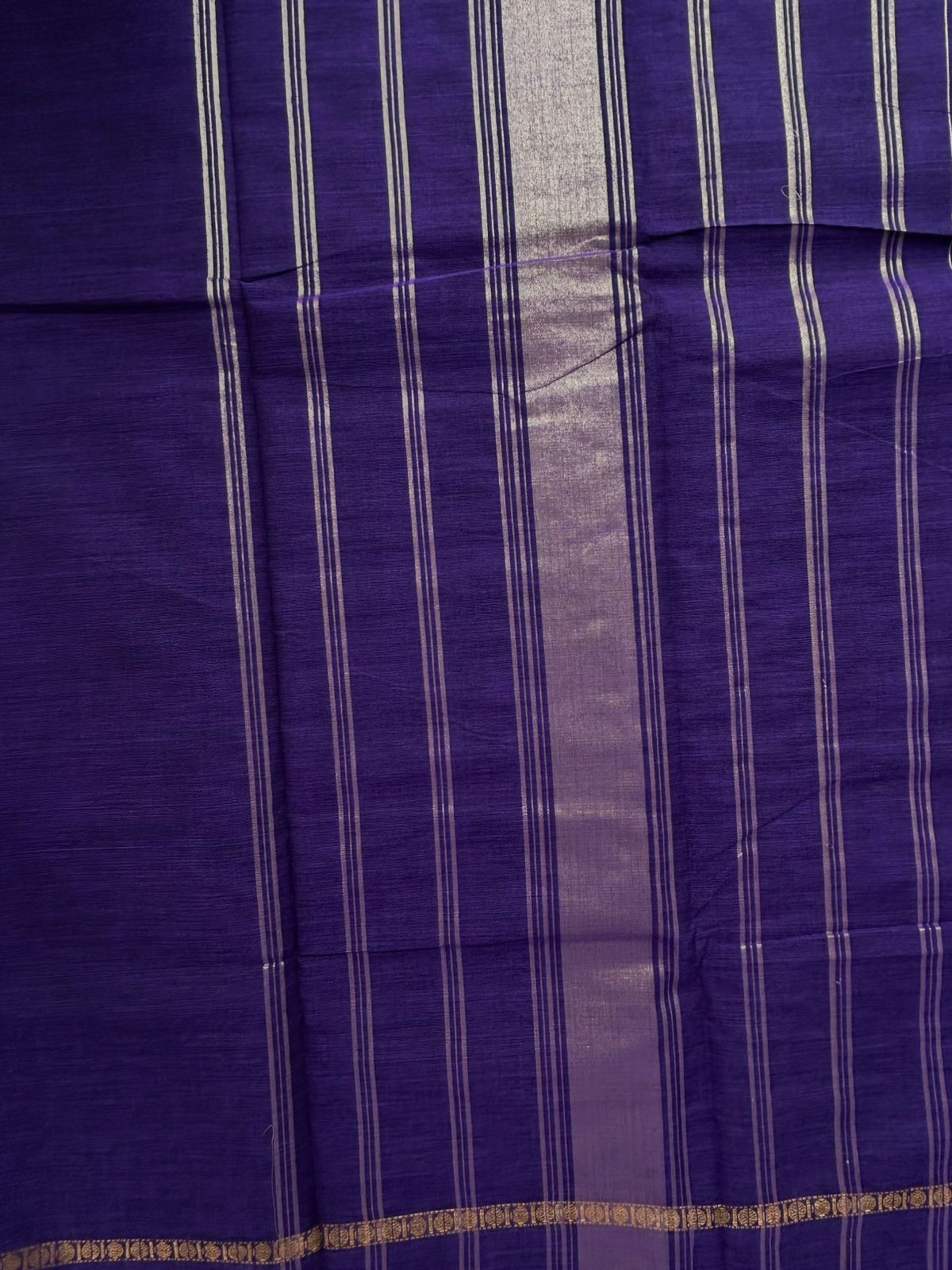 Kanchi cotton saree with Korvai border - violet