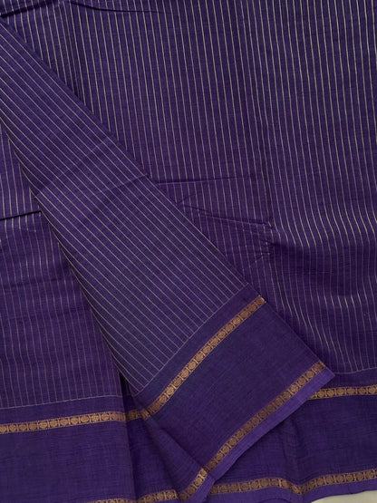 Kanchi cotton saree with Korvai border - violet