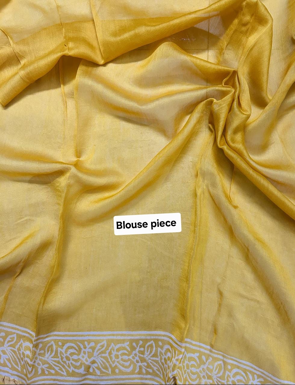 Chanderi silk cotton saree in block prints
