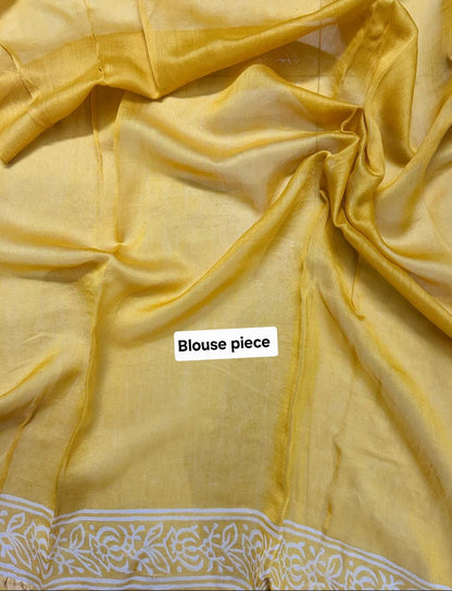 Chanderi silk cotton saree in block prints